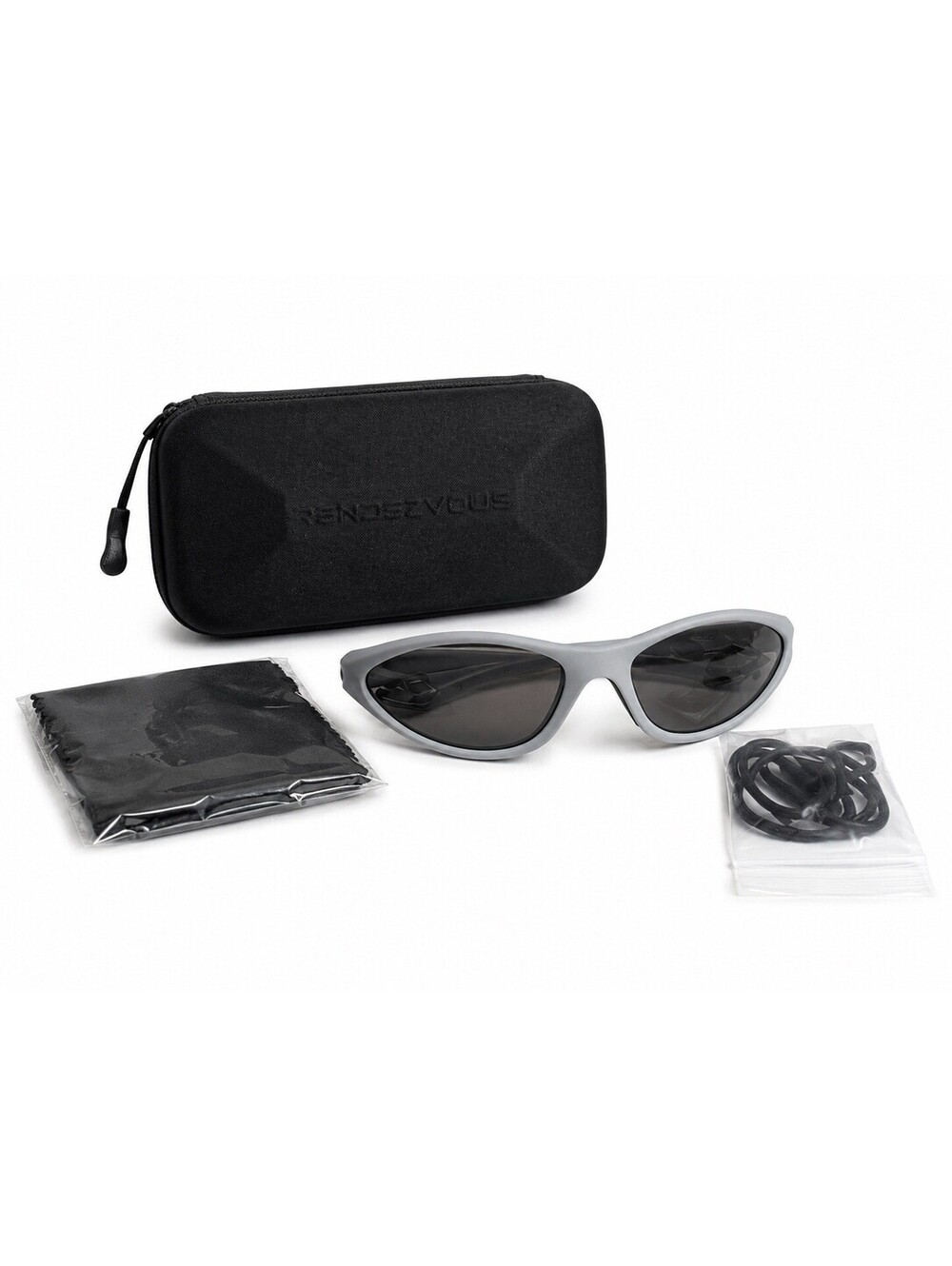 Rendezvous Tactical Polarized Sunglasses Gray Wrap Around w/ Case & Accessories